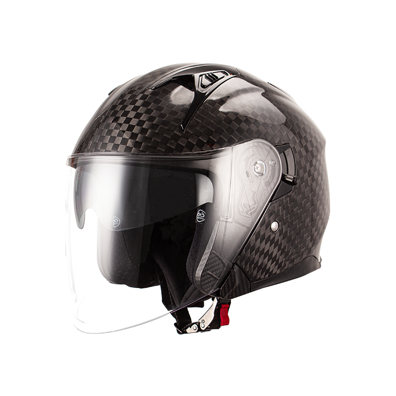 Casco de moto de cara abierta de fibra de carbono 