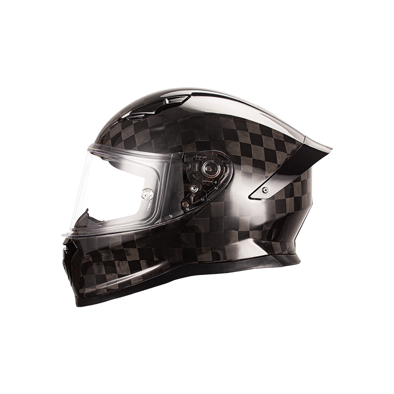 Casco de moto de fibra de carbono de cara completa 