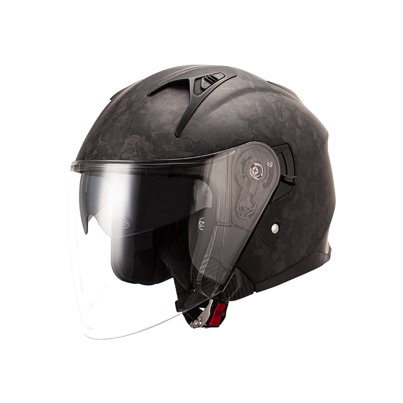 Casco de moto de cara abierta de fibra de carbono 