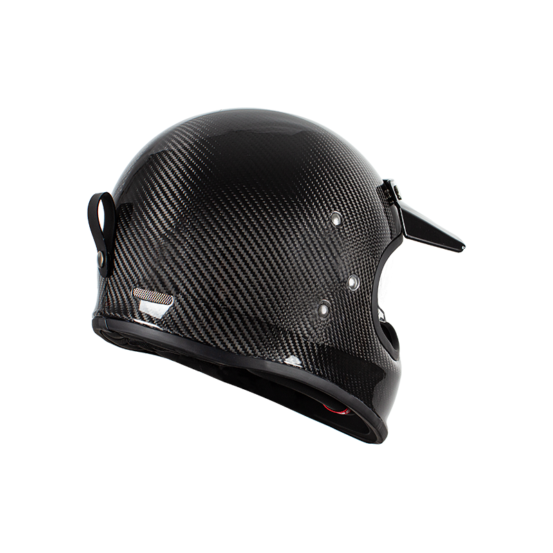 Casco de moto retro de fibra de carbono de cara completa