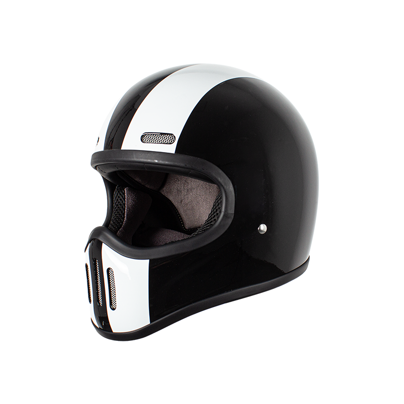 Casco de moto retro de carbono de cara completa 