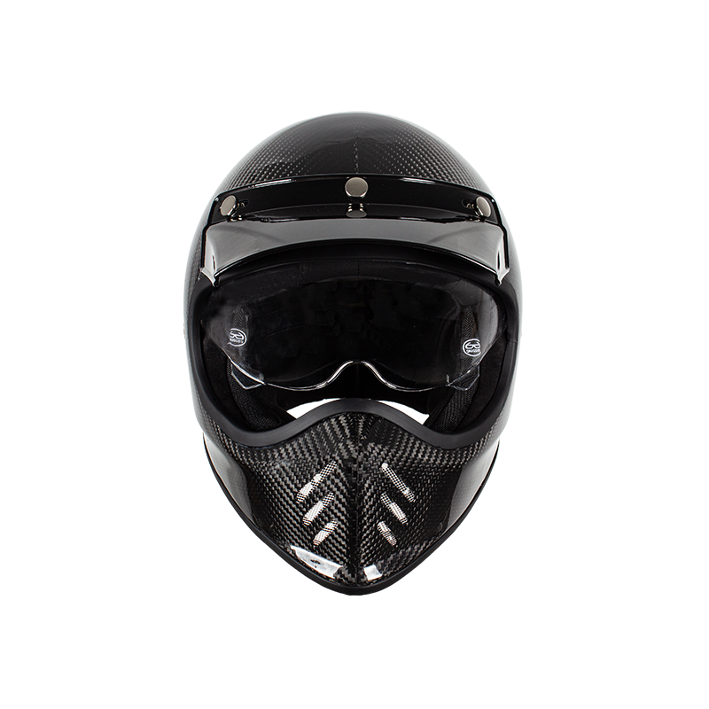 Casco de moto retro de fibra de carbono de cara completa