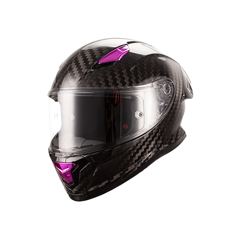 Casco de moto de fibra de carbono de cara completa 