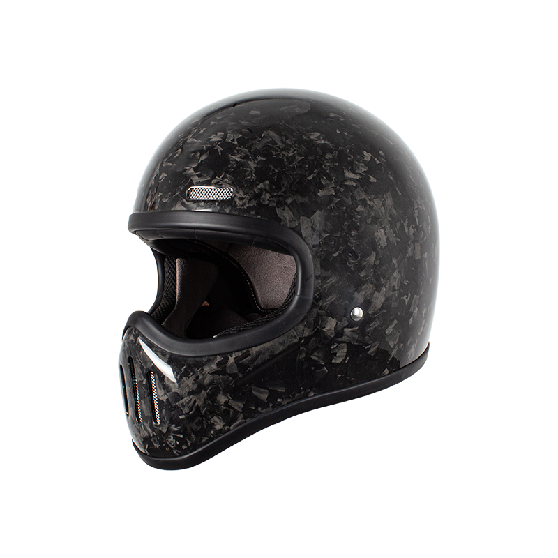 Casco de moto retro de carbono de cara completa 