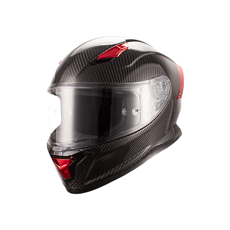 Casco de moto de fibra de carbono de cara completa 