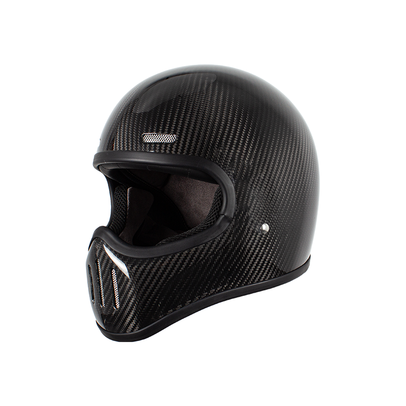 Casco de moto retro de carbono de cara completa 