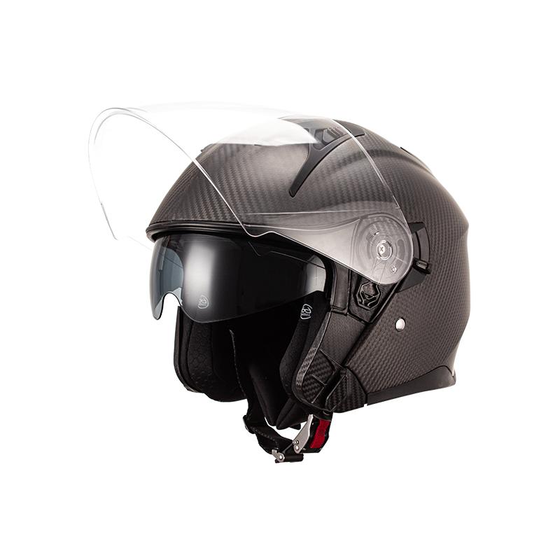 Casco de moto de cara abierta de fibra de carbono 
