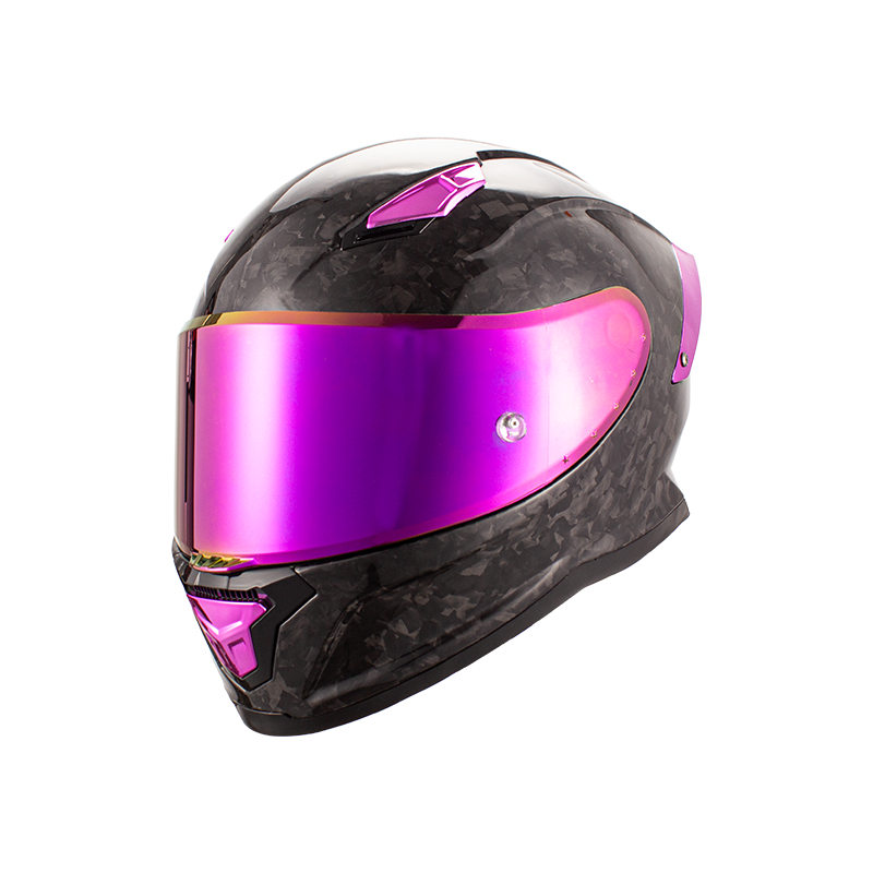 Casco de moto de fibra de carbono de cara completa 