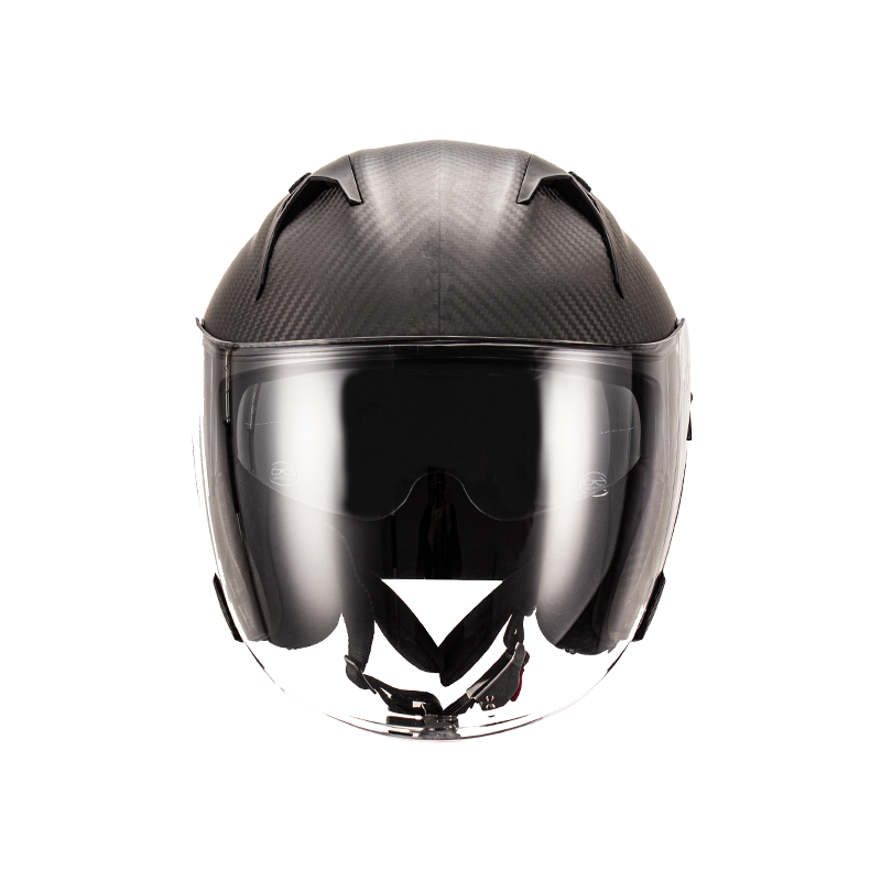 Casco de moto de cara abierta de fibra de carbono 