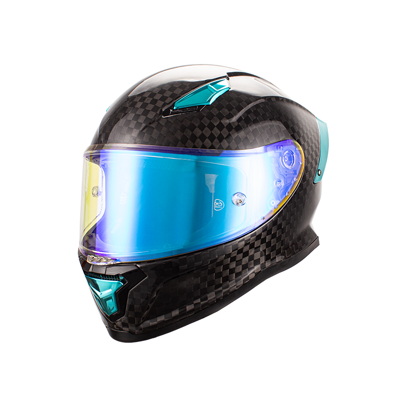 Casco de moto de fibra de carbono de cara completa 