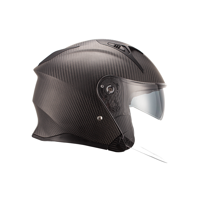 Casco de moto de cara abierta de fibra de carbono 
