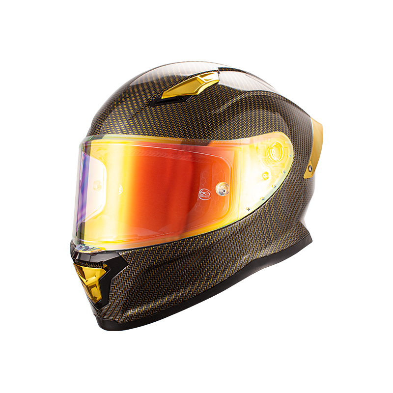 Casco de moto de fibra de carbono de cara completa 