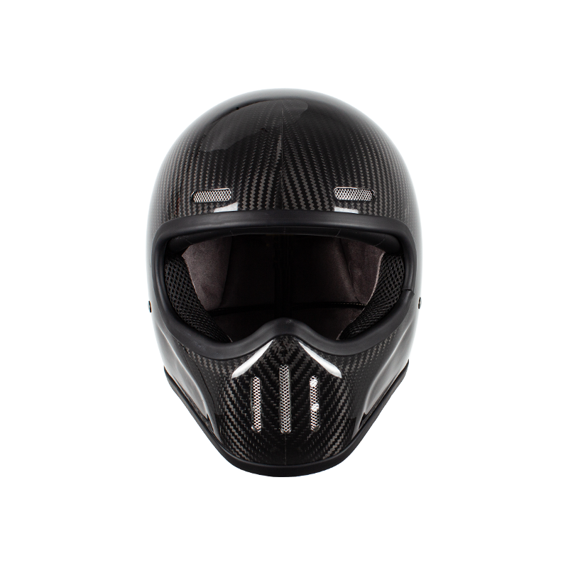 Casco de moto retro de carbono de cara completa 