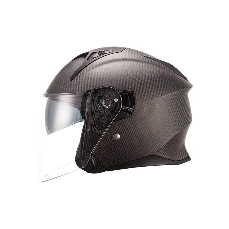 Casco de moto de cara abierta de fibra de carbono 